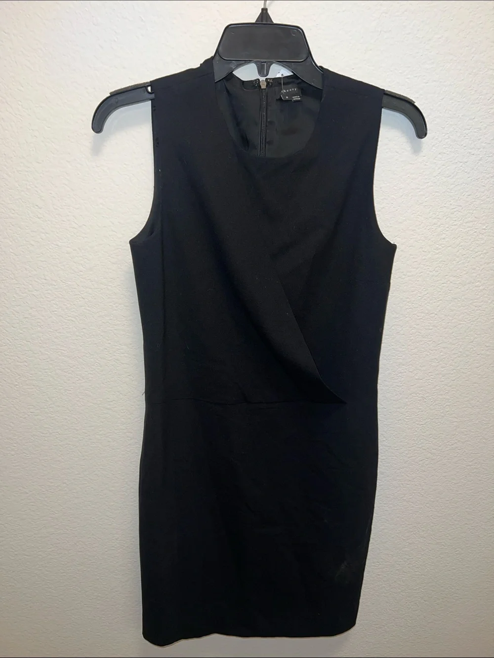 Theory Black Sleeveless Mini Sheath wool blend Dress LBD Sz 4 office work summer